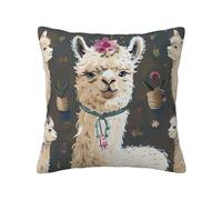 FHESDMN Alpaca Llama Printed Cushion Covers 45 X 45 Cm,Square Throw Pillow Cases For Sofa Livingroom Bedroom 18x18 Inches.