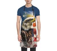 FHESDMN American Usa Flag Eagle Art Printed Adjustable Cooking Apron With Pocket, Unisex Kitchen Apron,Chef Apron For Kitchen, Gardening, Restaurant, Barbecue, Coffee,Butchers