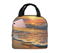 FHESDMN Beach Wave Sunset Printed Insulated Lunch Bag for Adults/Kids, Lunch Box Cooler Bag Cooling Tote for Women/Men - Work and Travel Lunch Box