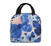 FHESDMN Blue Butterflies Printed Insulated Lunch Bag for Adults/Kids, Lunch Box Cooler Bag Cooling Tote for Women/Men - Work and Travel Lunch Box
