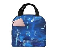 FHESDMN Blue Musical Notes Printed Insulated Lunch Bag for Adults/Kids, Lunch Box Cooler Bag Cooling Tote for Women/Men - Work and Travel Lunch Box
