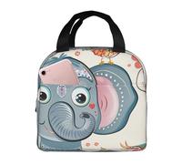 FHESDMN Cartoon Elephant and Owls Floral Printed Insulated Lunch Bag for Adults/Kids, Lunch Box Cooler Bag Cooling Tote for Women/Men - Work and Travel Lunch Box