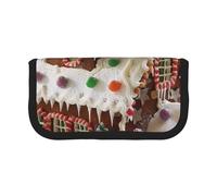 FHESDMN Christmas Gingerbread Like Village House Printed Large Capacity Pencil Case Pen Bag,Stationery Storage Bag Organizer for Boys Girls School & Office Supplies