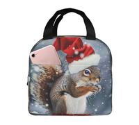 FHESDMN Christmas Squirrel Printed Insulated Lunch Bag for Adults/Kids, Lunch Box Cooler Bag Cooling Tote for Women/Men - Work and Travel Lunch Box