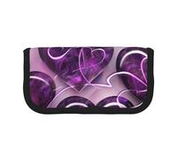 FHESDMN Fashional Purple Hearts Printed Large Capacity Pencil Case Pen Bag,Stationery Storage Bag Organizer for Boys Girls School & Office Supplies