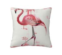FHESDMN Flamingo Print Printed Cushion Covers 45 X 45 Cm,Square Throw Pillow Cases For Sofa Livingroom Bedroom 18x18 Inches.