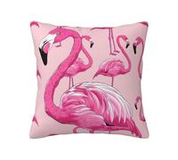 FHESDMN Flamingo Printed Cushion Covers 45 X 45 Cm,Square Throw Pillow Cases For Sofa Livingroom Bedroom 18x18 Inches.