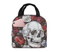 FHESDMN Floral Skull Printed Insulated Lunch Bag for Adults/Kids, Lunch Box Cooler Bag Cooling Tote for Women/Men - Work and Travel Lunch Box