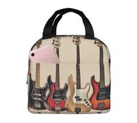FHESDMN Guitar Bass Music Musical Instruments Printed Insulated Lunch Bag for Adults/Kids, Lunch Box Cooler Bag Cooling Tote for Women/Men - Work and Travel Lunch Box