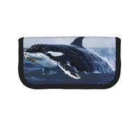 FHESDMN Killer Whale Print Printed Large Capacity Pencil Case Pen Bag,Stationery Storage Bag Organizer for Boys Girls School & Office Supplies