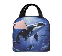 FHESDMN Killer Whale Printed Insulated Lunch Bag for Adults/Kids, Lunch Box Cooler Bag Cooling Tote for Women/Men - Work and Travel Lunch Box