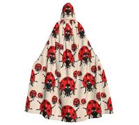 FHESDMN Ladybug Print Printed Cape-Hooded Cloak For Adult Unisex,Witch Cape Hooded Cloak For Halloween Robe Parties Christmas Costume