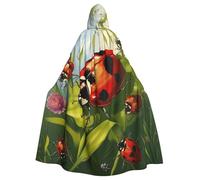 FHESDMN Ladybug Printed Cape-Hooded Cloak For Adult Unisex,Witch Cape Hooded Cloak For Halloween Robe Parties Christmas Costume