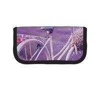 FHESDMN Lavender Field Retro Bike Agriculture Printed Large Capacity Pencil Case Pen Bag,Stationery Storage Bag Organizer for Boys Girls School & Office Supplies