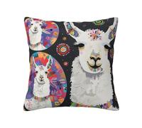 FHESDMN Llama Alpaca Printed Cushion Covers 45 X 45 Cm,Square Throw Pillow Cases For Sofa Livingroom Bedroom 18x18 Inches.