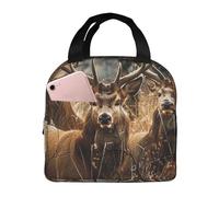 FHESDMN Nature Wild Animal Deers Printed Insulated Lunch Bag for Adults/Kids, Lunch Box Cooler Bag Cooling Tote for Women/Men - Work and Travel Lunch Box