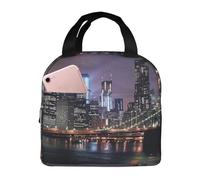 FHESDMN New York Night Printed Insulated Lunch Bag for Adults/Kids, Lunch Box Cooler Bag Cooling Tote for Women/Men - Work and Travel Lunch Box