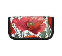 FHESDMN Poppy Flower Pattern Art Printed Large Capacity Pencil Case Pen Bag,Stationery Storage Bag Organizer for Boys Girls School & Office Supplies