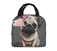 FHESDMN Pug Dog Printed Insulated Lunch Bag for Adults/Kids, Lunch Box Cooler Bag Cooling Tote for Women/Men - Work and Travel Lunch Box
