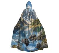 FHESDMN Rocky Mountains Printed Cape-Hooded Cloak For Adult Unisex,Witch Cape Hooded Cloak For Halloween Robe Parties Christmas Costume