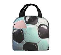 FHESDMN Soccer Ball Printed Insulated Lunch Bag for Adults/Kids, Lunch Box Cooler Bag Cooling Tote for Women/Men - Work and Travel Lunch Box