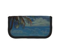 FHESDMN Tropical Beach Palm Tree with Full Moon Starry Night Printed Large Capacity Pencil Case Pen Bag,Stationery Storage Bag Organizer for Boys Girls School & Office Supplies