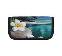 FHESDMN Tropical Flower and Zen Stone Printed Large Capacity Pencil Case Pen Bag,Stationery Storage Bag Organizer for Boys Girls School & Office Supplies