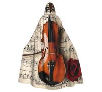 FHESDMN Violin Sheet Music Printed Cape-Hooded Cloak For Adult Unisex,Witch Cape Hooded Cloak For Halloween Robe Parties Christmas Costume