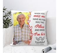 Fheujggdf When You Miss Me Hug This Pillow,Personalized Memorial Pillows with Pictures for Grandma Grandpa, Sympathy Gifts for Loss of Loved One, Loss of One Sympathy (Pillow-02)