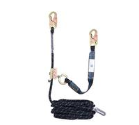 FHFallArrest 50FT Vertical Lifeline Assembly with Alloy Steel Rope Grab Snap Hooks Shock Absorber, Fall Arrest Protection Rope Safety Equipment, Anti-Panic Roofing Safety Kit, CE ANSI OSHA Compliant