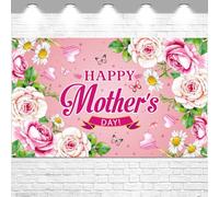FHGG Happy Mother's Day Backdrop Decoration Banner Thanks Best Mom Ever Mom's Garland Sign Bunting Mothers Family Photo Photography Background for Women Decor Party Supplies