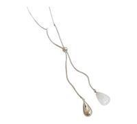 FHGSPQWM Adjustable Long Pull Necklace Teardrop Pendant Neckchain Jewelry Accessory for Everyday Wear Minimalist Silver Pendant Necklace
