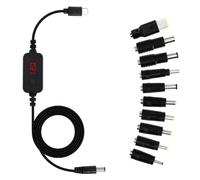 FHGSPQWM Adjustable Voltage USB C ToDC Power Cord with 10 Conversion Heads Suitable for Router, Laptop, and More Supports Various Devices