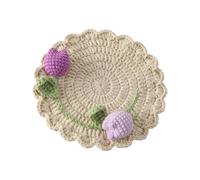 FHGSPQWM Artisanal Handwoven Tulips Coasters Set Double Headed Design for Dining Table Decors and Coffee Teas Accessories Decorative Tulips Beverage Mats