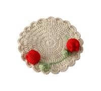 FHGSPQWM Artisanal Handwoven Tulips Coasters Set Double Headed Design for Dining Table Decors and Coffee Teas Accessories Decorative Tulips Beverage Mats