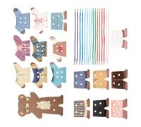 FHGSPQWM Creative Wood Bear Clothes Change Threading Toy for Kids Educational Fun Imagination and RolePlay Storytelling Activity Bear Threading Toy