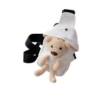 FHGSPQWM Cute Bear Belt Bag Crossbody for Kids Teen Over the Shoulder Travel Large Capacity Canvas Chest Large Capacity