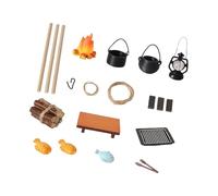 FHGSPQWM Detailed Doll House Camping Set with Simulatetion Pit Stacked Wood and Miniature Kitchenware for Scene Arrangement Doll House Furniture Set