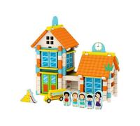 FHGSPQWM Educational Wooden Building Blocks Set for Fosters Creativity and Spatial Awareness Natural Wood Construction City Toy