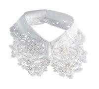 FHGSPQWM Elegant Detachable Lace Collar with Embroidery and Beading Lady Half Shirt Blouse for Women and Teens Beaded Lace Collar