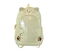 FHGSPQWM Eye Catching Anime Themed Travel Backpack for College Students Practical School Bag PVC Transparent Front Pocket Ita Bag Japanese Styles Daypack Large Capacity