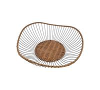 FHGSPQWM Iron Fruit Basket with Woven Rattan Design for Kitchen Vegetable Storage Kitchen Drain Basket
