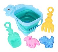 FHGSPQWM Kids ABS Foldable Sand Play Collection 5PCS Cartoon Design Water Container Family Beach Vacation Dolls