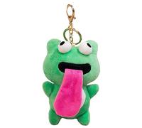 FHGSPQWM Lovely Plush Frog Doll Keychains Sticking Out Tongue Attraction Toy Backpack Charm Funny Keychain Pendant Lovely Keychains Big Eyes Doll Sticking Out Tongue Attraction Toy Pendant