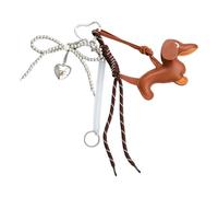 FHGSPQWM Lovely Sausage Dog Keychain Bows Ornaments Bag Charm Braid Rope Pendant Creative Car Decorations Car Chain Sausage Dog