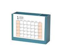 FHGSPQWM Multifunctional Desk Pen Organiser Storage Box with 2026 Calendar Adjustable Monthly Pages for Daily Planning Design