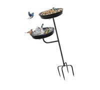 FHGSPQWM Outdoor Metal Bird Bath with Drinking and Feeding Tray Ideal for Wild Birds Solar Fountain Bird Bath