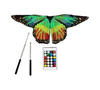 FHGSPQWM Rainbow Colored Illuminated Butterfly Wing with Multicolor Flashing LED Light for Belly Dance Parties Festival Event Rainbow Wing