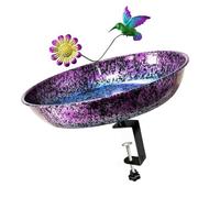 FHGSPQWM Rustproof Iron Avian Water Bowl with 3.5 Inch Adjustable Bracket Fits Most Deck Railings and Ledges Bird Lovers