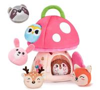 FHGSPQWM Sensory Educational Mushroom House Farm Animal Doll Toy for Kids Texture Stimulation and Cognition Learning Development Sensory Mushroom House Toy
